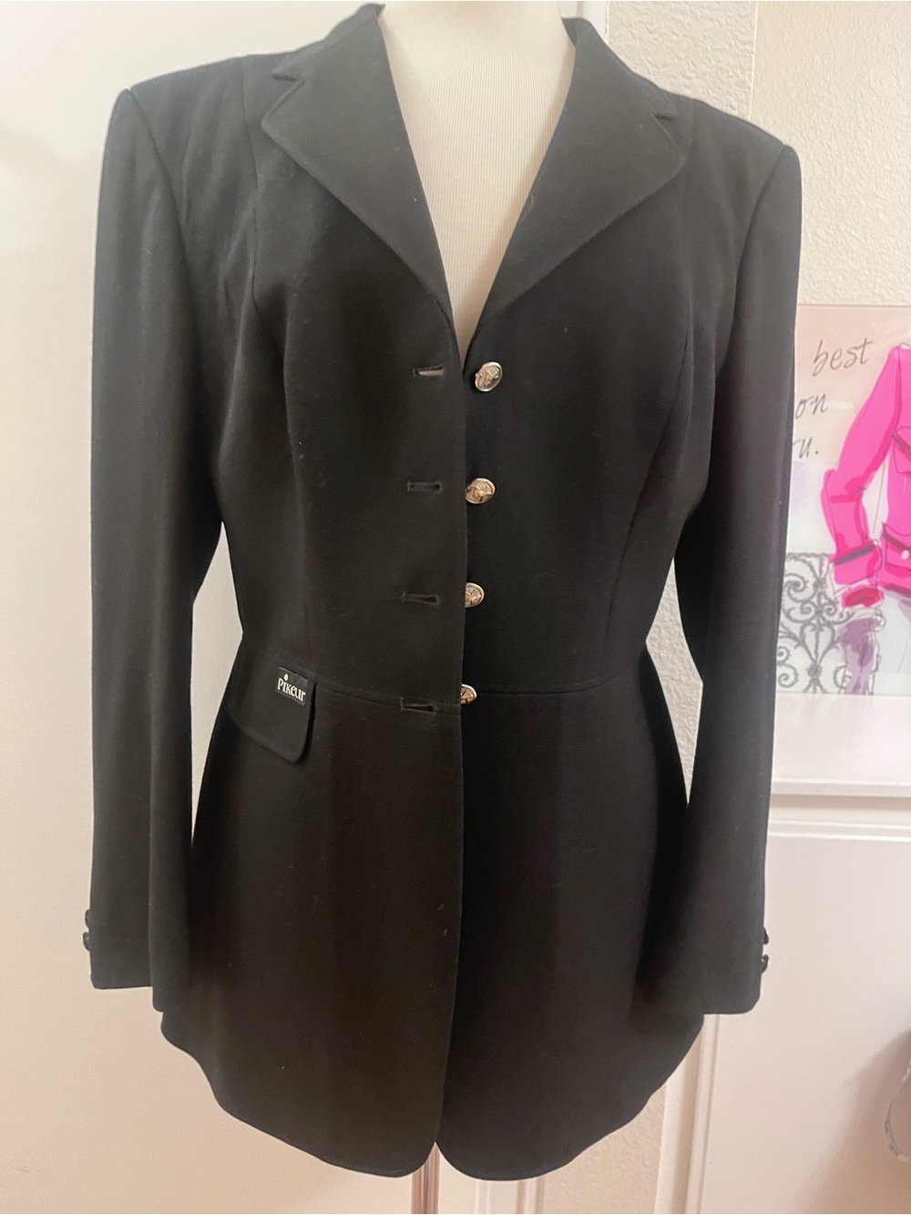 Pikeur Black Wool Riding Show Coat Red Lining - Made in Germany